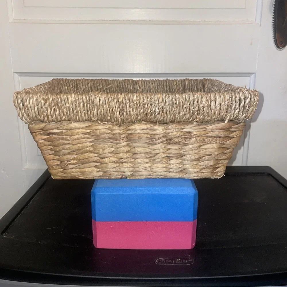 Rattan Rectangular Basket With Nameplate‎